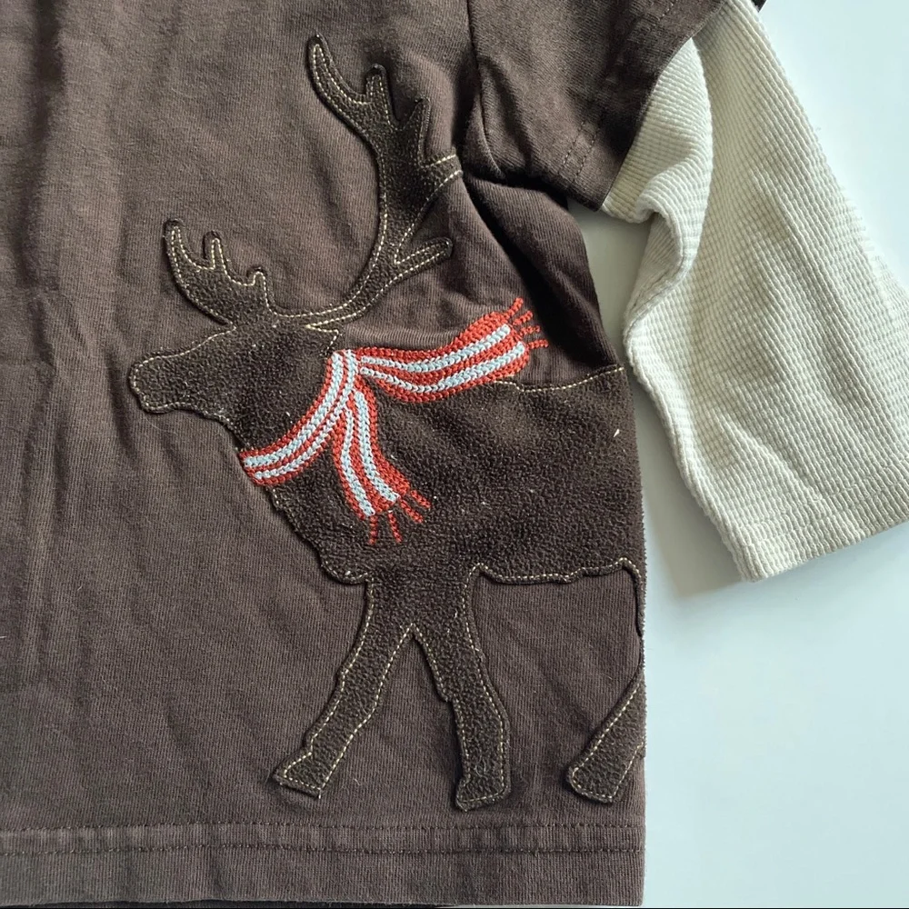Janie and Jack Reindeer Double Sleeve Tee
